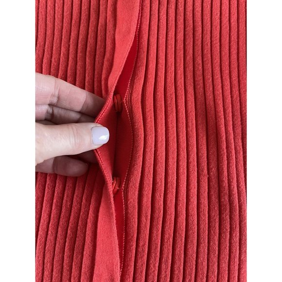 Cabi Trumpet Cardigan Medium Red Orange Sweater Bell Sleeves Snaps Ribbed 5285 - Picture 5 of 11